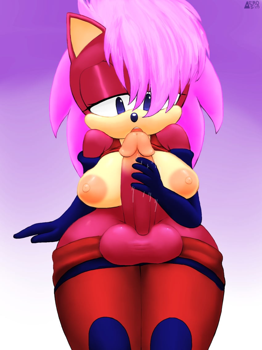 aerosin alternate_version_at_source alternate_version_available armwear artist_signature big_balls big_breasts big_penis breasts_out detailed erect_penis erection futa futa_only futanari handjob hedgehog looking_at_penis looking_pleasured masturbation mobian_(species) narrowed_eyes pants_down purple_eyes sega shirt shirt_lift simple_background solo solo_futa sonia_the_hedgehog sonic_(series) sonic_the_hedgehog_(series) sonic_underground voluptuous voluptuous_futanari watermark