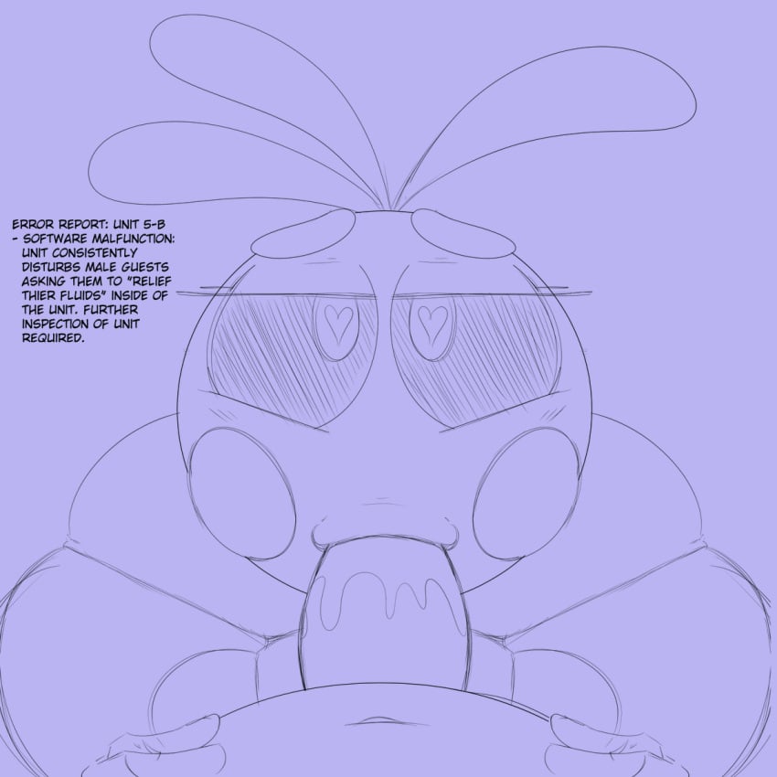 <3_eyes animatronic anthro avian bird chicken duo eyelashes female first_person_view five_nights_at_freddy's five_nights_at_freddy's_2 galliform gallus_(genus) genitals head_feathers head_tuft heart hi_res looking_at_viewer machine male male/female navel penis phasianid pov_blowjob purple_background robot rosy_cheeks scottgames simple_background text toy_chica_(fnaf) tuft yummercummer