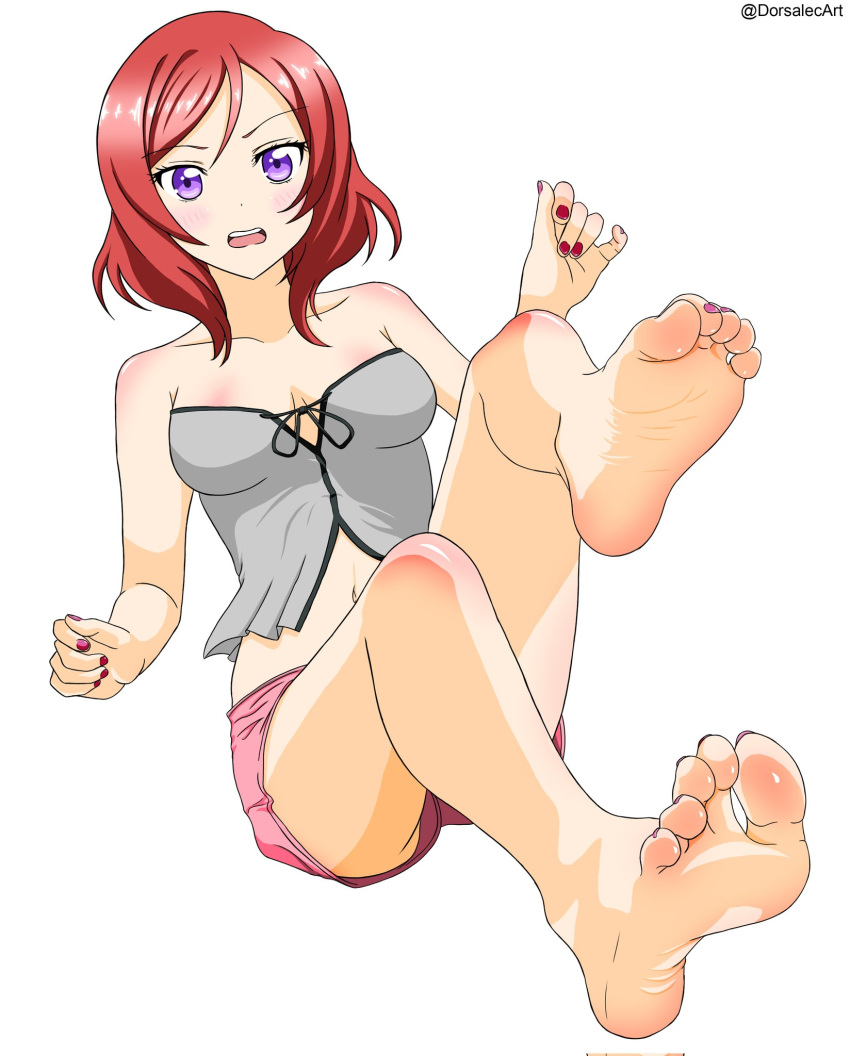 breasts dorsalec feet feet_fetish love_live! love_live!_school_idol_project nervous nishikino_maki red_hair