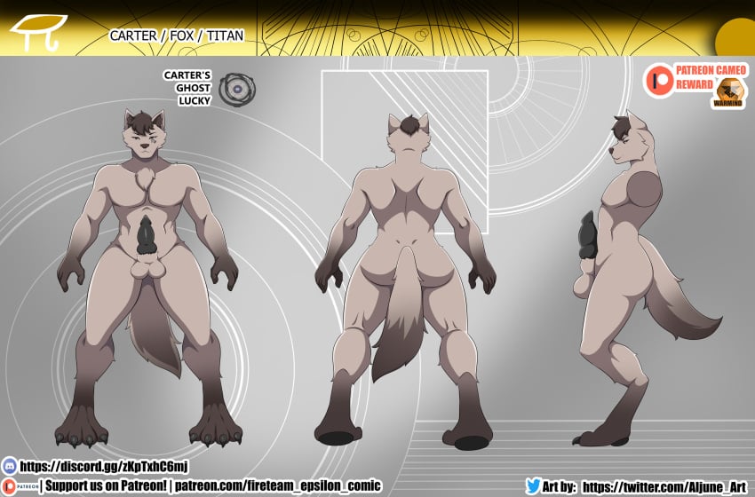 animal_genitalia balls bungie canid canine carter_(disambiguation) comic destiny destiny_(game) destiny_2 fireteam_epsilon fox genitals ghost_(destiny) guardian_(destiny) hi_res lucky_(ghost) male mammal model_sheet nsfw patreon_reward penis sheath titan_(destiny) video_games