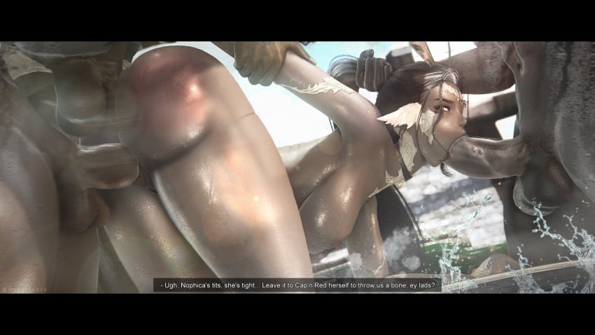 anal anal_sex au_ra big_breasts blowjob captured cum_in_mouth doggy_style double_penetration english fellatio female final_fantasy final_fantasy_xiv forced forced_oral from_behind from_behind_position gangbang grabbing grabbing_from_behind grabbing_hair hair_grab horn minettexiv nude oral oral_sex pirate rape sex_slave slave slavegirl slaver spank_marks spitroast sweat tagme tail tongue_out vaginal_penetration wet