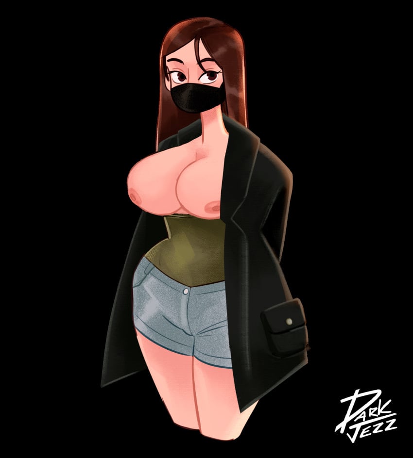 1girls alternate_version_available big_breasts black_background breasts brown_eyes brown_hair clothing face_mask female light-skinned_female light_skin long_hair nimu nimu_(irl) orange_nipples simple_background sof&iacute;a_magaly_santill&aacute;n_(nimu) streamer tenia_que_ser_nimu_(meme) virtual_youtuber youtube youtube_hispanic youtuber