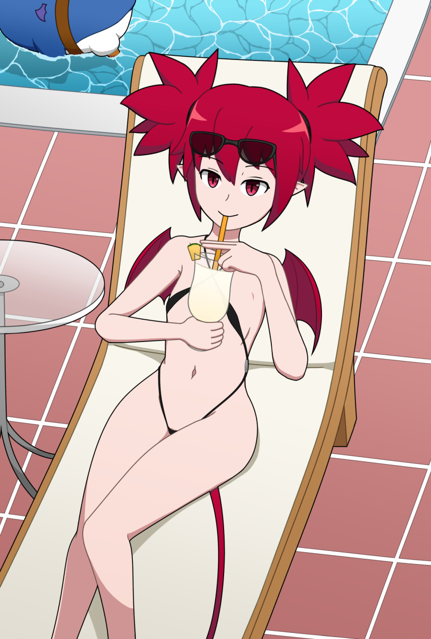 alternate_version_available breasts disgaea disgaea_1 etna johnthems nippon_ichi_software pool poolside prinny sling_bikini small_breasts succubus succubus_tail succubus_wings