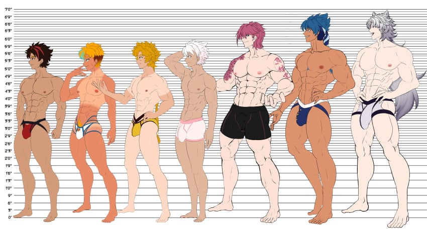 6+boys armpit_hair briefs briefs_only bulge bulge_through_clothing gay jey jock_studio jockstrap jockstrap_only jockstudio(blits_games) lineup male male_only muscular muscular_male shoutarou_chan tanline tanned_male tattoo underwear yaoi