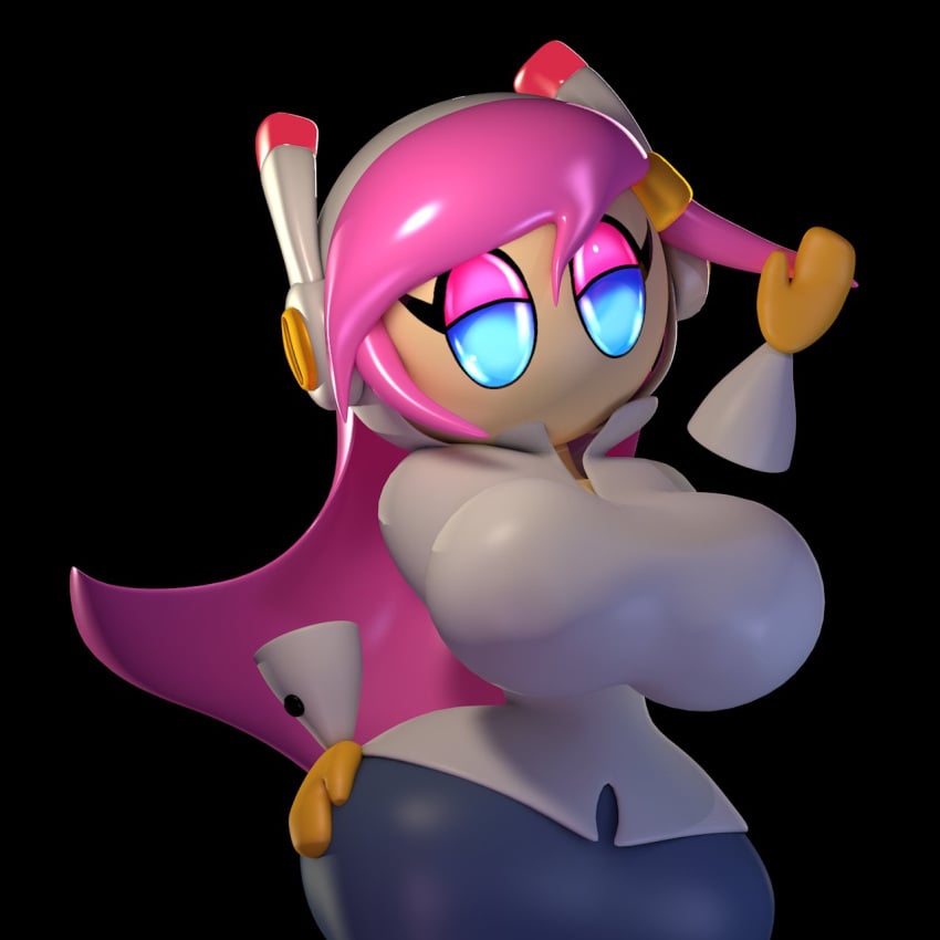 1girls 3d alternate_version_available big_breasts blue_eyes breasts clothed clothed_female female female_only half-closed_eyes hand_on_hip kirby_(series) kirby_planet_robobot long_hair looking_at_viewer pink_hair shy_nsfw solo solo_female susanna_patrya_haltmann susie_(kirby)