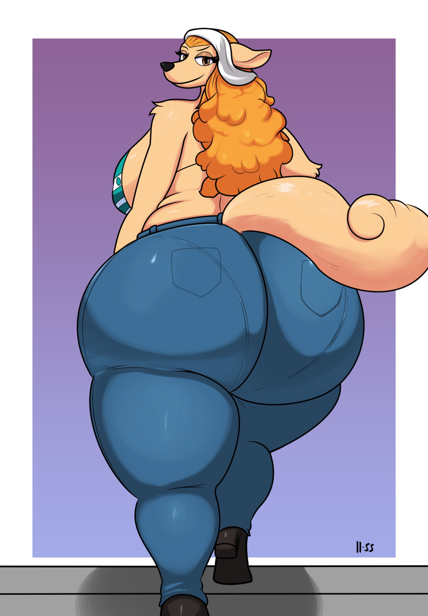 ass big_ass big_butt bubble_ass bubble_butt canid canine canis female female_only heels huge_ass huge_butt jeans ll-ss looking_at_viewer looking_back mink minkmen_(one_piece) nami_(cosplay) one_piece wanda_(one_piece)