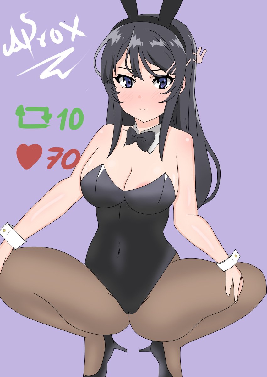 1girls anthprox big big_ass big_breasts big_butt big_muscles big_nipples black_legwear bunny_ears bunny_girl sakurajima_mai seishun_buta_yarou_wa_bunny_girl_senpai_no_yume_wo_minai tagme