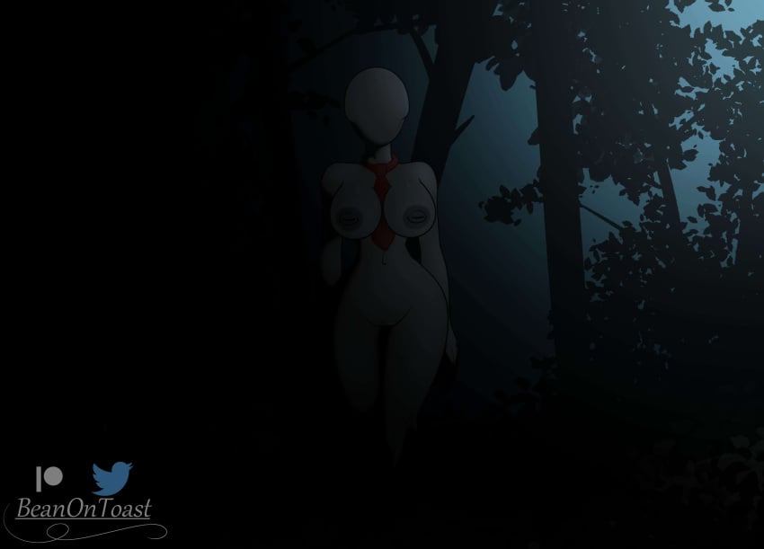 beanontoast big_breasts creepypasta female fully_nude grey_body no_face rule_63 slenderman slenderwoman solo