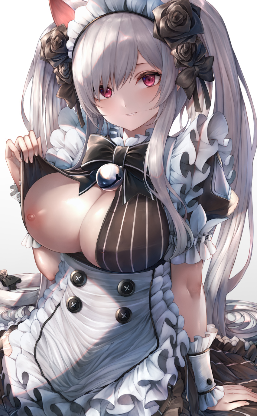 animal_ears breasts destiny_child maid nipples open_shirt snm_(sunimi) sytry_(destiny_child)