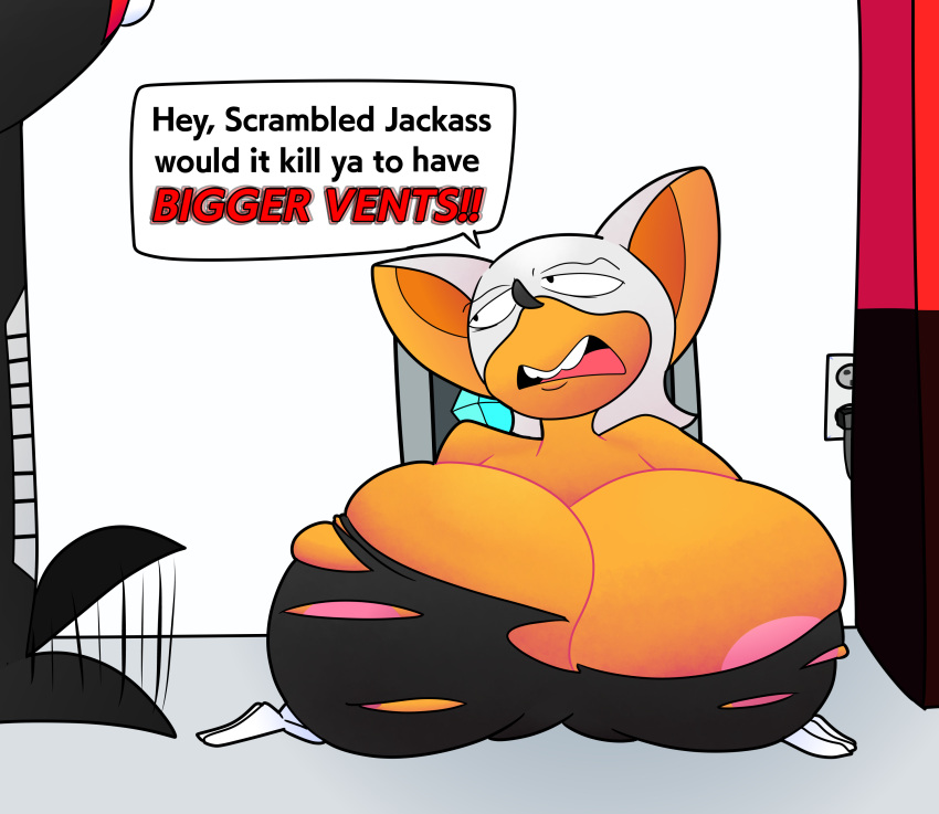 alternate_breast_size anthro big_breasts breasts_bigger_than_head furry huge_breasts rouge_the_bat sonic_(series) teaset_haliley vent wardrobe_malfunction