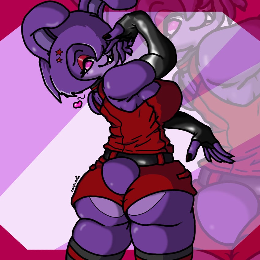 2023 ass bonfie bonfie_(cryptia) bonnie_(cally3d) bonnie_(fnaf) bunny_ears bunny_girl bunny_tail bunny_teeth cally3d cayn_arts clazzey clothed clothing cryptiacurves digital_media_(artwork) fazclaire's_nightclub female female_only five_nights_at_freddy's fnaf fredina's_nightclub furry hi_res mammal mammal_humanoid purple_hair purple_skin red_eyes scottgames smile smiling_at_viewer solo teeth