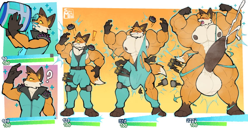 anthro balls big_balls big_muscles big_penis bodily_fluids canid canine chug_jug cum ejaculation epic_games fennix_(fortnite) fortnite fox genital_fluids genitals growth hi_res huge_balls huge_cock huge_muscles hyper hyper_balls hyper_genitalia hyper_muscles hyper_penis male male_only mammal muscle_growth muscular penis penis_growth solo supermattym8 wardrobe_malfunction