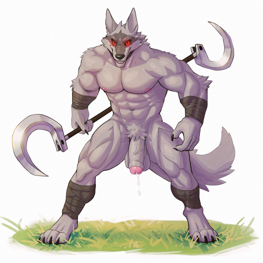 1boy 2023 abs angry_eyes anthro anthro_only areola balls bandage bandaged_arm bandaged_leg barazoku barefoot biceps black_claws black_nose black_sclera canid canine canis cape claws clothing crotch_tuft death_(puss_in_boots) detailed dreamworks fangs feet flaccid fluffy fluffy_tail foreskin fur genitals glowing glowing_eyes grass grey_body grey_ears grey_fur grey_tail happy hi_res holding_object holding_weapon humanoid_genitalia humanoid_penis long_tail looking_at_viewer male male_only mammal mostly_nude multicolored_body multicolored_fur muscular muscular_anthro muscular_male navel nipples nude nude_anthro nude_male peapeafur pecs penis plant portrait pose presenting presenting_balls presenting_penis puss_in_boots_(dreamworks) puss_in_boots_the_last_wish red_eyes shadow sharp_claws sharp_teeth simple_background smile smiling_at_viewer solo spread_legs spreading standing tail teeth thick_thighs triceps tuft two_tone_body two_tone_fur vein veiny_penis weapon white_background wolf