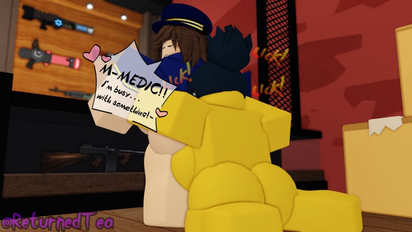 2girls 3d commander_(tds) dialogue genderswap_(mtf) gun maid_commander medic_(tds) redhotchillitea rimming roblox roblox_game robloxian rule_63 source_request tagme tower_defense_simulator twitter_username watermark yuri