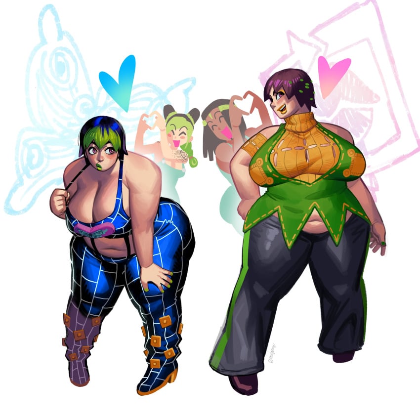 bbw belly belly_overhang big_belly big_breasts big_female blush chubby chubby_female cleavage embarrassed ermes_costello fat fat_ass fat_female fat_fetish fat_girl fat_woman female foo_fighters jojo's_bizarre_adventure jolyne_kujo large_female namnums obese obese_female outfit_swap overweight overweight_female pinup plump pork_chop stagbeetle stone_ocean tagme thick thick_thighs