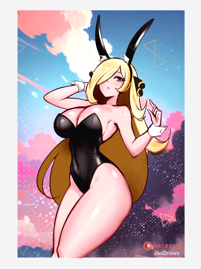 blonde_hair breasts cynthia_(pokemon) female female_only jaxartdump nintendo pokemon solo tagme