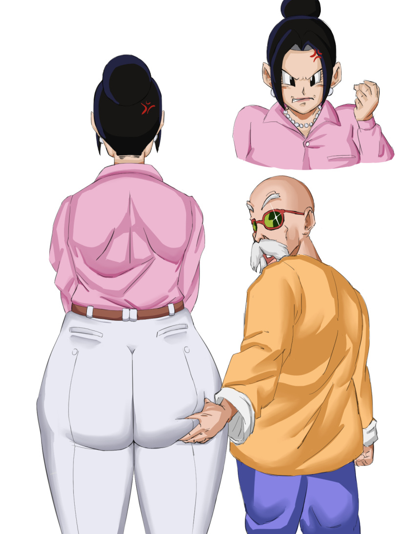 2d ass ass_grab big_ass chichi chichi_(bulma's_party) dragon_ball female full_color fully_clothed master_roshi no_penetration panarandom