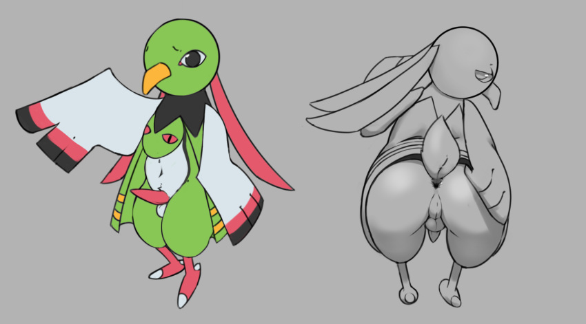 anus ass avian avian_arms avian_butt avian_feet avian_penis barely_visible_genitalia barely_visible_penis beak bedroom_eyes belly bird black_eyes body_pattern clothed clothing clothing_lift feathers feral generation_2_pokemon genitals hi_res looking_back male mostly_nude narrowed_eyes nintendo partially_clothed penis pokemon pokemon_(species) presenting presenting_anus presenting_balls presenting_hindquarters pubes rear_view red_penis seductive short_tail solo spread_butt spreading tail undercover_bluejay winged_arms wings xatu