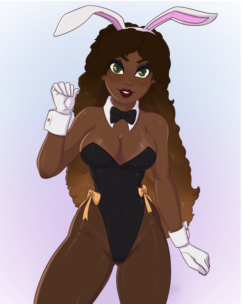 astra bunny_ears bunnysuit dark_skin female_only long_hair tagme