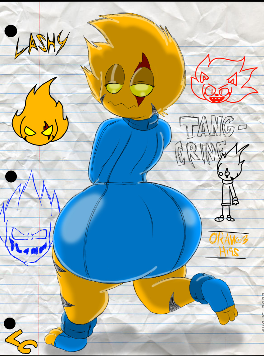 alien anthro anthro_only big_ass big_butt bottom_heavy clothed clothing femboy feminine_male footwear fully_clothed gay huge_ass huge_butt looking_at_viewer looking_back_at_viewer lwd_cartoonz male male_only neil_lash orange_fur scar_across_eye sketch sketch_page spiky_hair striped_body sweater thick thick_legs thick_thighs tight_clothing turtleneck turtleneck_sweater yellow_eyes