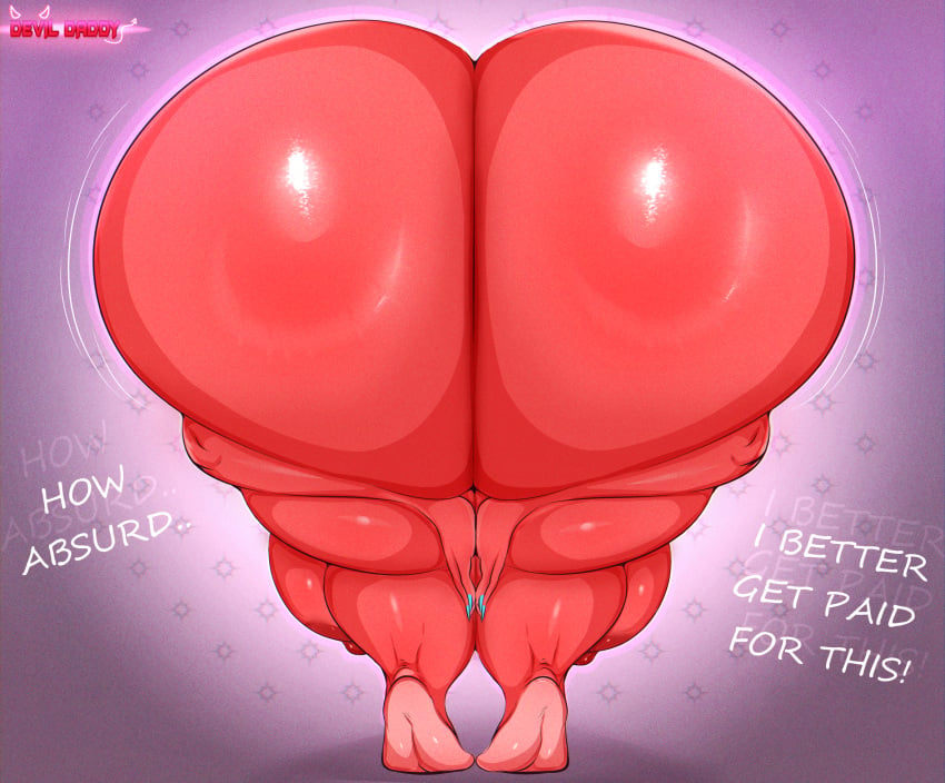 1female 1girls artist_name ass big_ass big_butt bubble_butt demessa_(devil_daddy) demon demon_girl devil_daddy english_text female giant_ass original original_character round_ass solo_female thick thick_ass