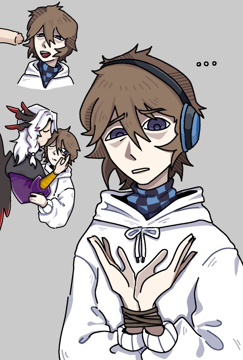 clothed clothing headphones hoodie jodah_avi lololowka male male_focus male_only penis tagme tied_hands