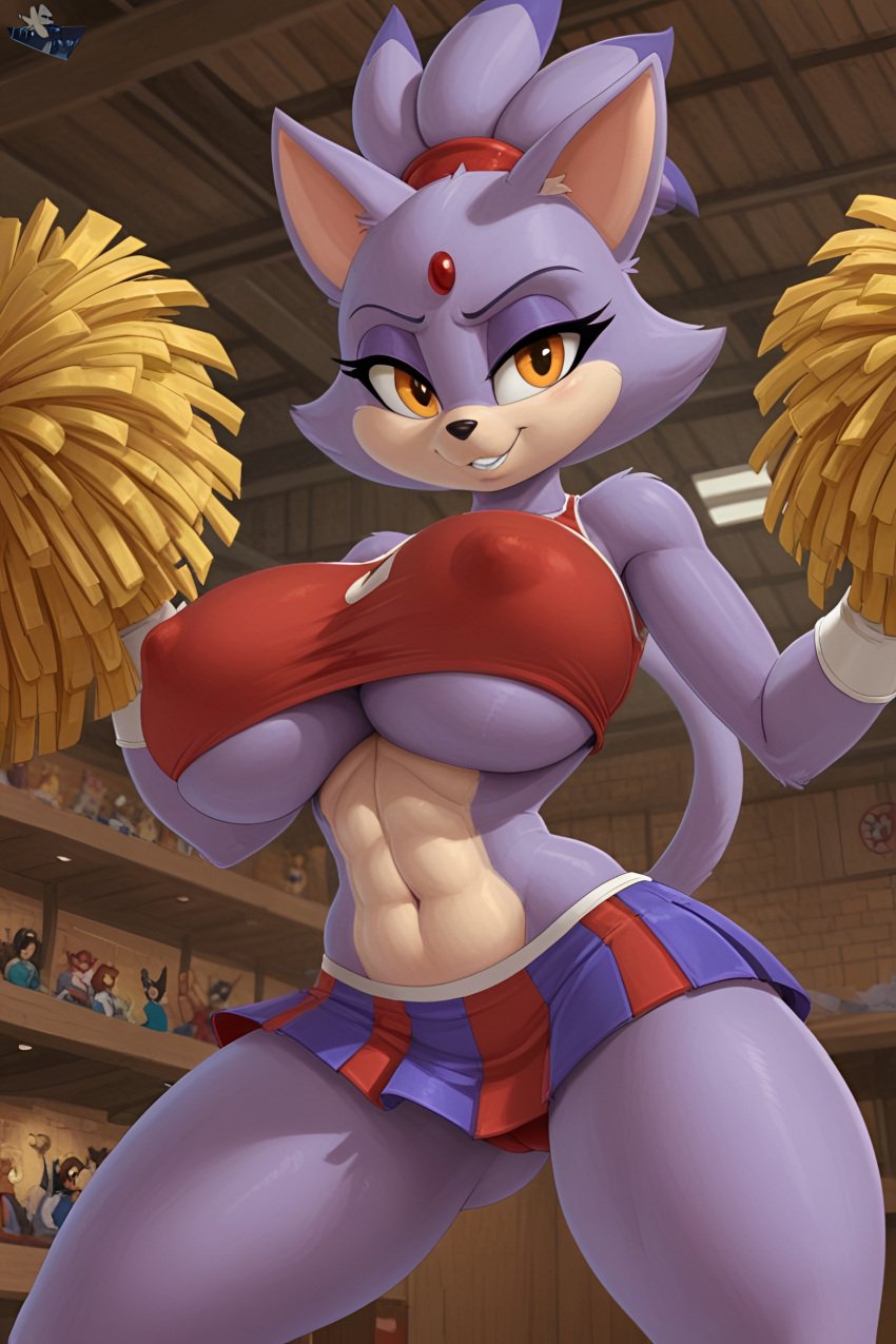 ai_generated blaze_the_cat breasts cameltoe cheerleader erect_nipples seductive_look t1g3rbl00d