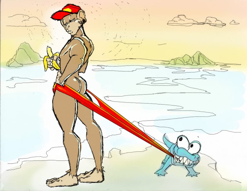 1boy 2020s 2022 ass banana beach cap coppertone diddy_kong donkey_kong_(series) gay male male_only monkey red_shorts shorts solo tagme video_games wip xneobeastx