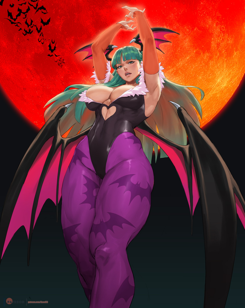 breasts darkstalkers green_hair kasai_x3 lejeanx3 morrigan_aensland slim_waist thighs