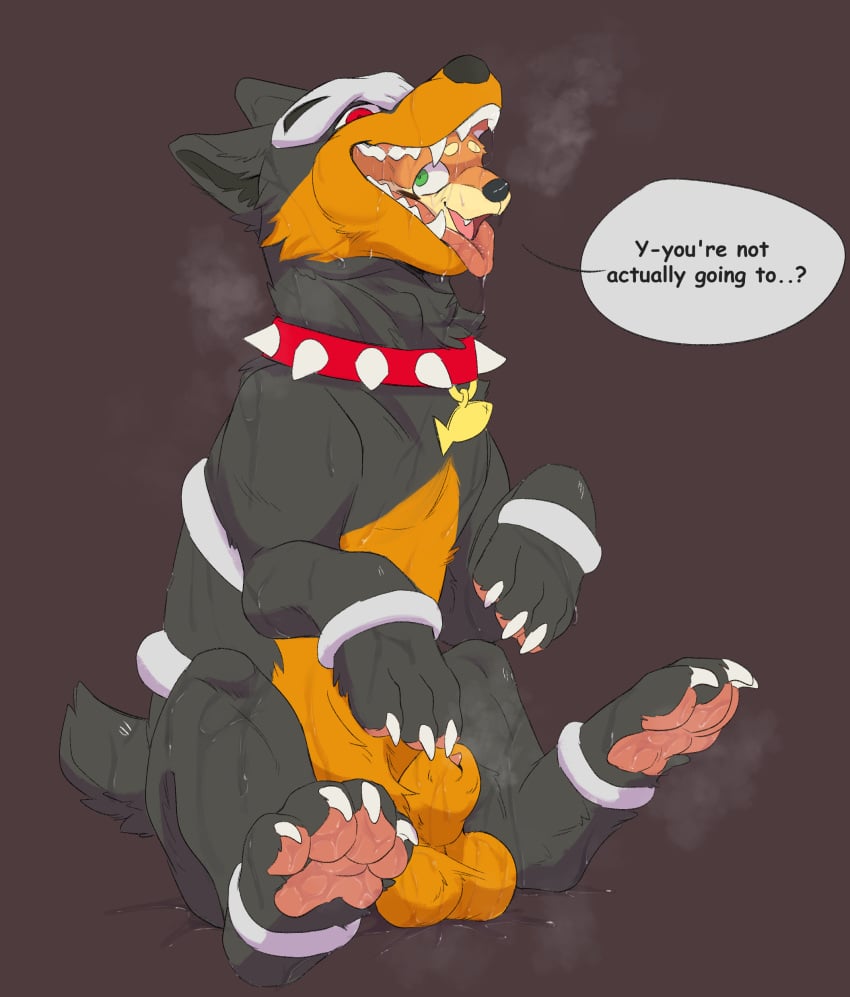 absurd_res bodily_fluids buizel collar collar_tag dialogue drooling duo feet feral forced generation_2_pokemon generation_4_pokemon hi_res houndour junk_(junkhoundour) kockroach male male/male musk musk_clouds nintendo oral_vore paws pokemon pokemon_(species) presenting saliva scared sitting soggy_(soggybuizel) spiked_collar spikes steam sweat sweaty_feet tongue tongue_out vore