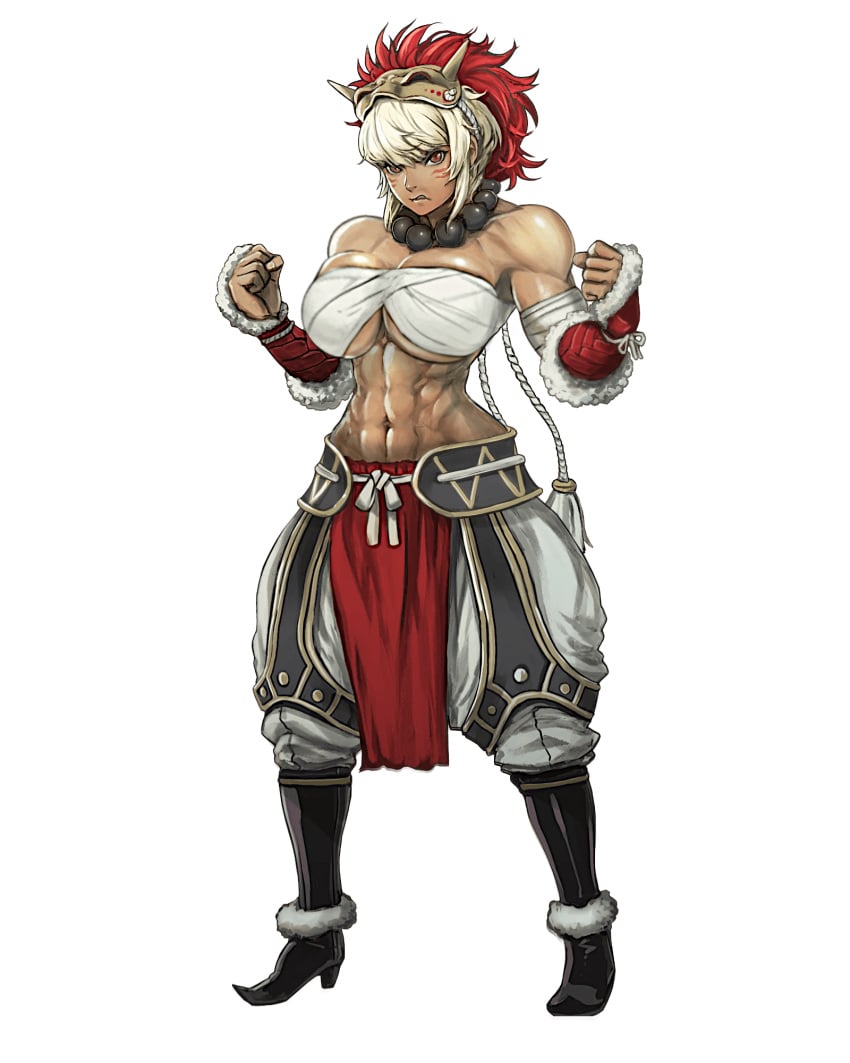 1girls abs alternate_breast_size angry armor baggy_pants biceps boots breast_wrap brown_skin bursting_breasts chest_wraps clenched_hands curvy edit female female_only fire_emblem fire_emblem_fates fire_emblem_heroes large_breasts mask muscular muscular_arms muscular_female muscular_shoulders nintendo official_artwork_edit oni_mask rinkah_(fire_emblem) sneer solo sutton184_edits thick_thighs third-party_edit voluptuous white_hair wide_hips