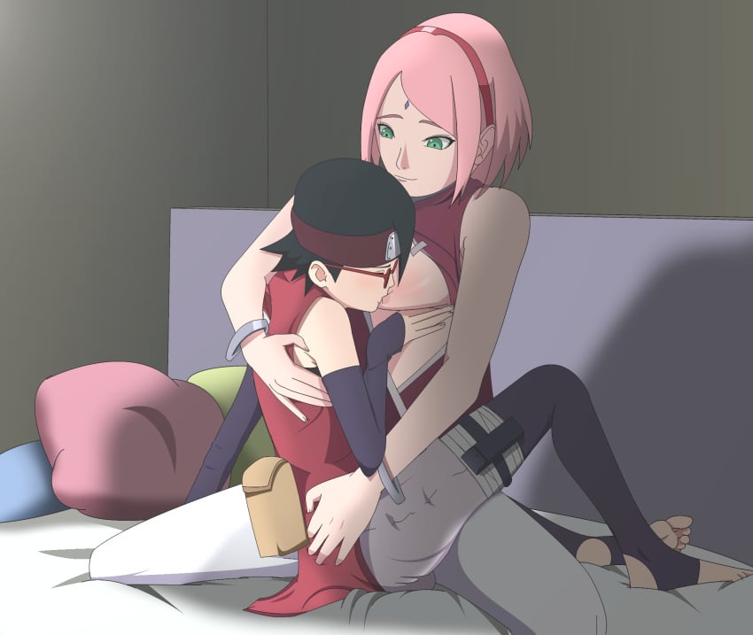 2girls adult age_difference arm_warmers armwear ass barefoot bed bedroom black_socks boruto:_naruto_next_generations breast_sucking breasts_out cheating cheating_wife cheating_with_daughter closed_eyes clothed_sex cuddling dress eyewear facial_mark female female_only forehead_mark glasses green_eyes hairband headband incest indoors kneeling kneeling_on_bed legwear light-skinned_female light_skin mature mature_female megane milf mother_and_daughter multiple_girls mutual_yuri naruto naruto_(series) no_bra older_female on_bed open_clothes optimystic oral oral_sex pale-skinned_female pale_skin pants petite pink_hair sakura_haruno sarada_uchiha sex shorts sitting sitting_on_bed size_difference smile socks spread_legs sucking sucking_nipples teenager thigh_socks thighhighs toeless_legwear tribadism younger_female yuri