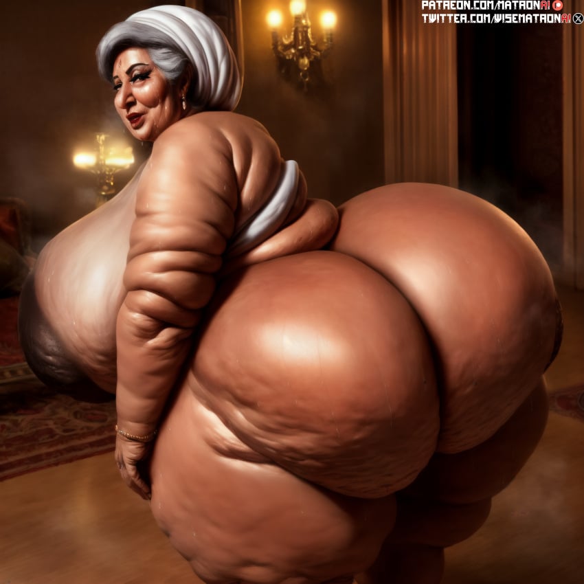 4k ai_generated areola areolae bbw belly belly_button big_belly big_nipples fat gilf granny highres huge_ass huge_breasts huge_hips human iran iranian jowls large_ass large_breasts larger_female matronai_(artist) mature mature_female mature_woman nude nude_female obese obese_female old overweight overweight_female patreon patreon_username pinup ssbbw stable_diffusion sweat sweating thick thick_arms thick_ass thick_legs thick_thighs twitter_username wide_hips