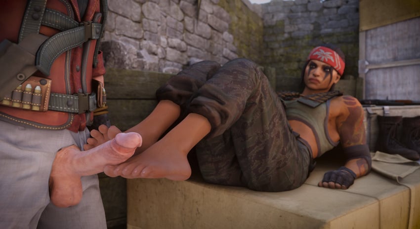 1boy 1girls 3d barefoot clothed_female clothed_male counter-strike:_global_offensive counter-strike_(series) feet foot_fetish footjob outside penis plop_20 tagme valve vypa_sista