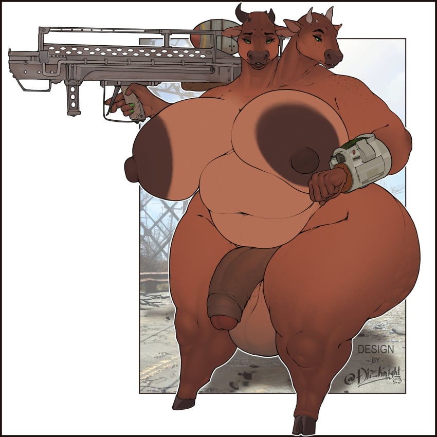 1futa 2_heads 5_fingers anthro areola ass balls belly belly_folds bethesda_softworks big_areola big_breasts big_butt big_nipples bovid bovine brahmin breasts cattle dizzyknight fallout female foreskin futanari genitals gynomorph hi_res hooves horn huge_areola huge_breasts huge_butt huge_hips huge_nipples intersex mammal multi_head navel nipples overweight overweight_anthro overweight_female penis pip-boy solo thick_thighs