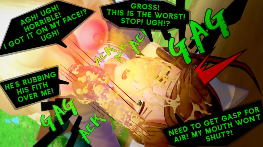 big_breasts brown_hair canine canine_penis cock_on_face disgusted doki_doki_literature_club green_eyes imminent_oral impending_blowjob koikatsu luminous_axis monika_(doki_doki_literature_club) naked naked_female rape rubbing shocked smegma smegma_on_face smell smelly_cock text text_bubble zoophilia zoophilia