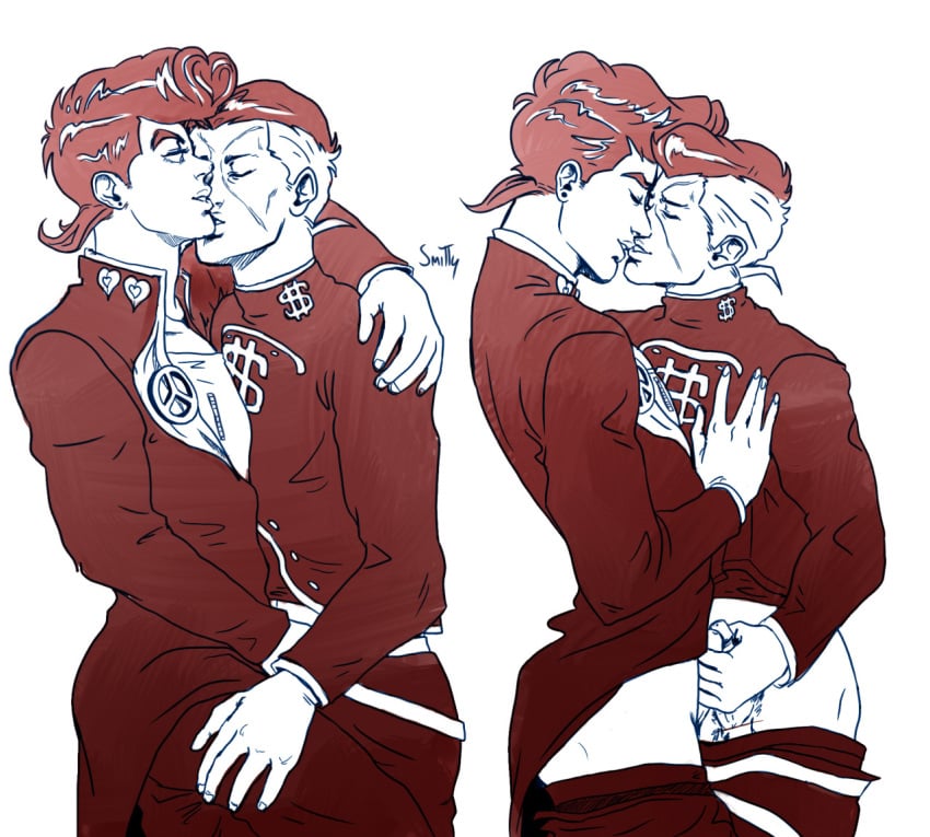 2boys diamond_is_unbreakable gay jojo's_bizarre_adventure josuke_higashikata kissing male male/male male_only masturbation mutual_masturbation okuyasu_nijimura penis yaoi