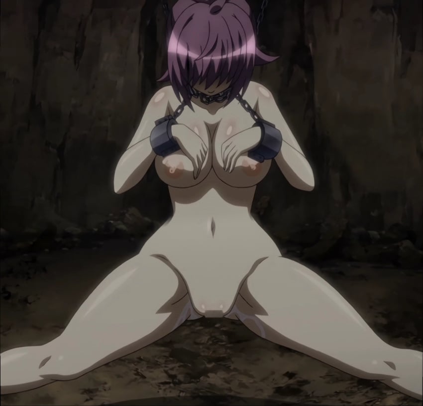 1female 1girls asphyxiation big_breasts bondage breasts censored chained chains dead death depressing female female_focus female_only goblin_no_suana majin_(company) mosaic_censoring nipples nude nude_female purple_hair pussy screenshot spread_legs suicide vagina