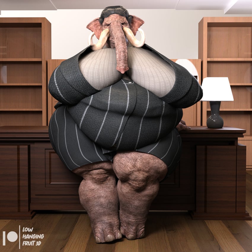 3d anthro bbw big_ass big_belly big_breasts daz3d daz_studio elephant furry furry_only gertrude_pachyderm_(lhf3d) gray_hair larger_female lowhangingfruit3d_(artist) mammal mature mature_female mature_woman old older_female overweight pinup skirt solo solo_female ssbbw suit thick thick_ass thick_thighs trunk wide_hips