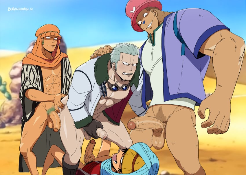 anthro balls blush boner burankoprn erection furry gay male male/male male_only masturbation monkey_d_luffy one_piece pantsless penis pre-timeskip roronoa_zoro smoker_(one_piece) tony_tony_chopper tony_tony_chopper_(heavy_point_form) yaoi