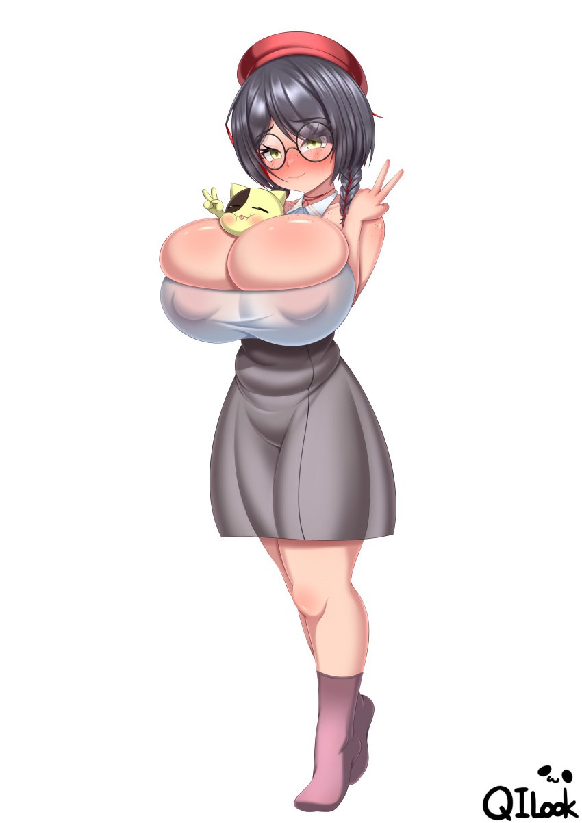 glasses huge_breasts johnjohnw23 qilook short_hair