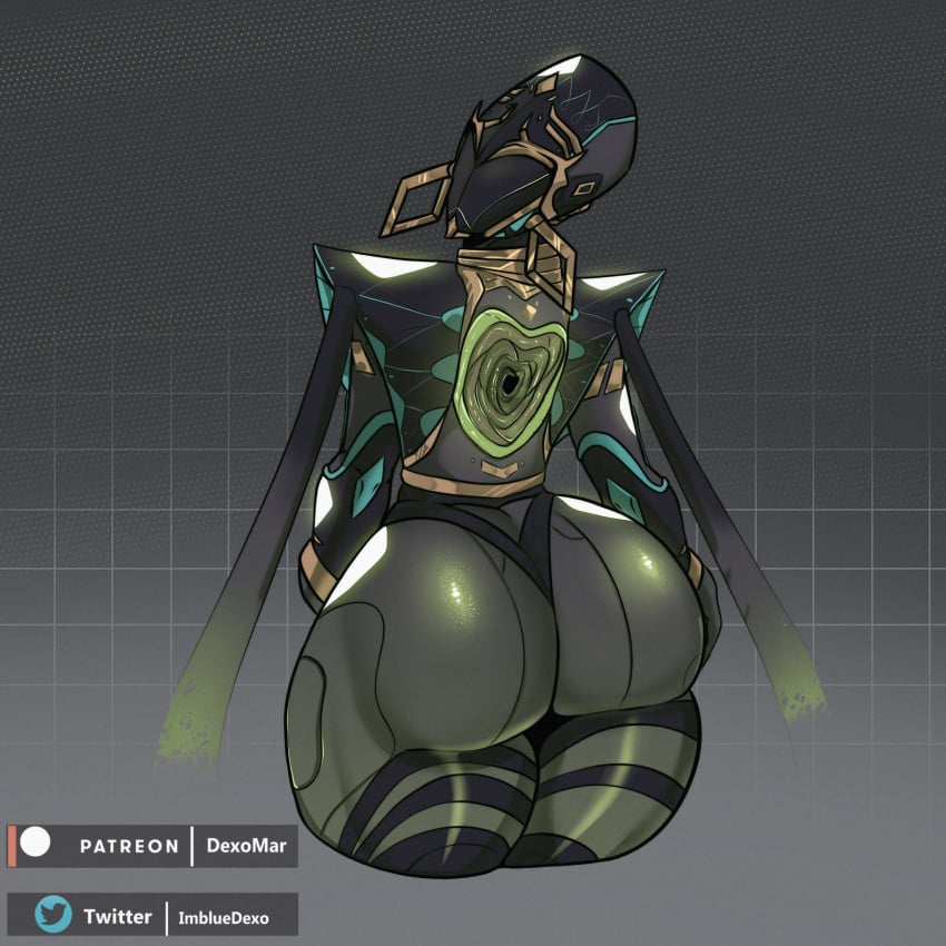 1girls 2d 2d_(artwork) ass child_bearing_hips dat_ass hips huge_ass ladydexo_(artist) large_ass looking_at_viewer looking_back thick_ass thick_thighs thighs thunder_thighs warframe wide_hips wisp_(warframe)