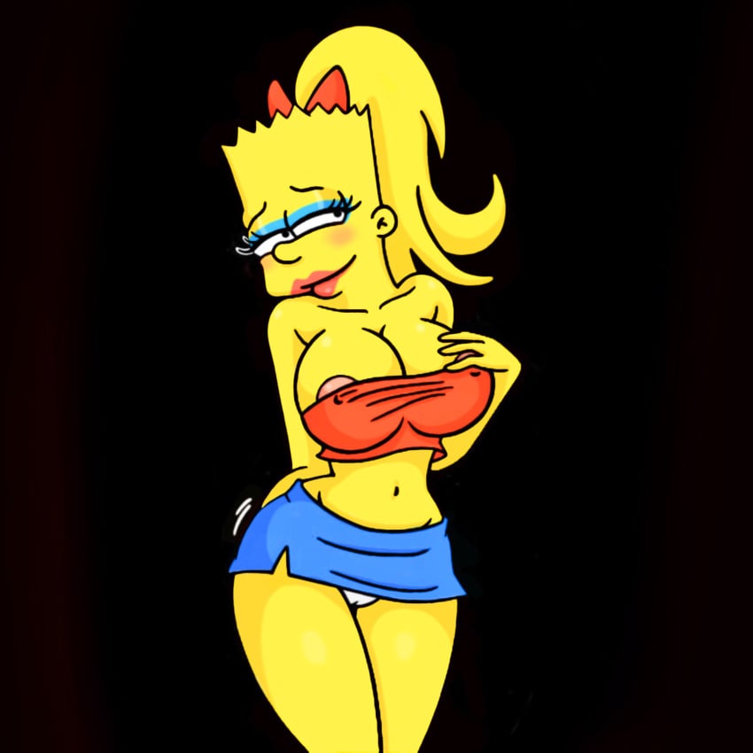 after_transformation bart_simpson bartina_simpson bedroom_eyes big_breasts bimbofication crop_top curvaceous fan_edit feminine_pose genderswap_(mtf) horny horny_female nipple_slip panties rule_63 short_skirt the_simpsons voluptuous