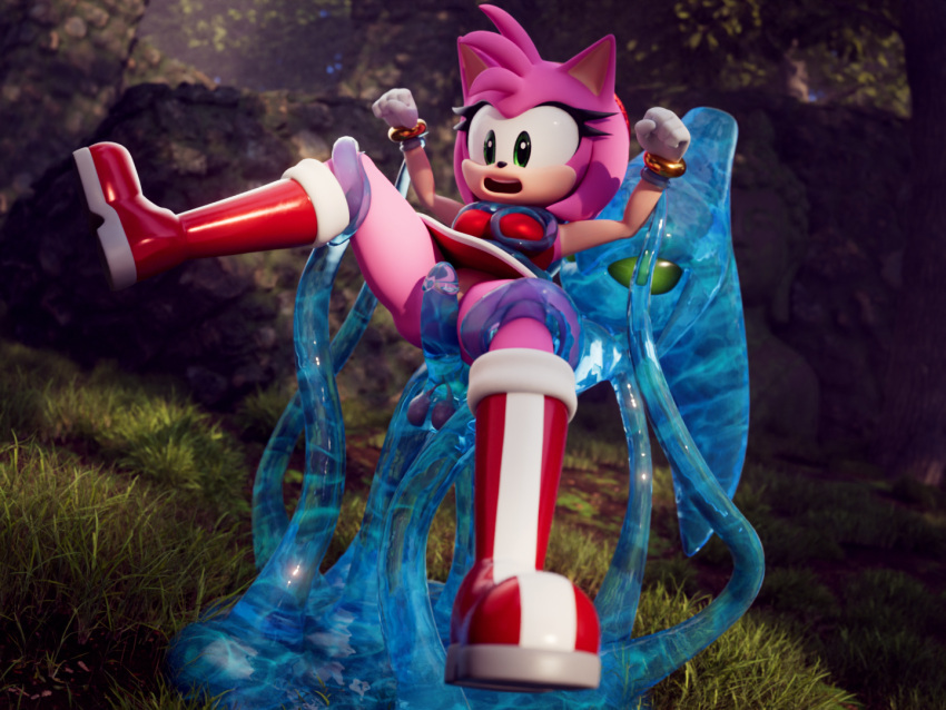 4:3 amy_rose anthro balls chaos_(sonic) clothed clothed_sex clothing clothing_lift digital_media_(artwork) duo erection female fur ganondork genitals gloves green_eyes handwear male male/female mammal penis pink_body pink_fur sega sex sonic_(series) sonic_adventure sonic_the_hedgehog_(series) tentacle tentacle_sex translucent