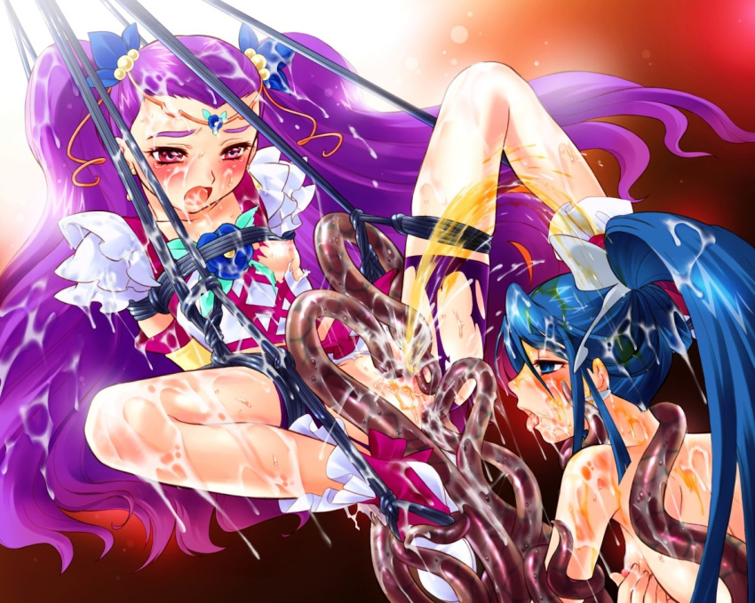 2girls ahe_gao bukkake clothing cum cure_aqua magical_girl milky_rose mimino_kurumi minazuki_karen multiple_girls nekozawa_yukari peeing precure pretty_cure rape sippo-soft small_breasts spread_legs tear tentacle torn_clothes vaginal_penetration yes!_precure_5 yes!_precure_5_gogo!