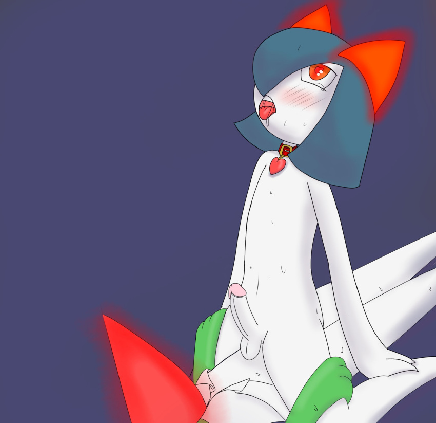 <3_eyes 2boys 3_fingers ahe_gao anal anal_sex balls blue_hair blush blush_lines bodily_fluids collar_tag cowgirl_position drooling duo eye_roll fingers from_front_position gallade generation_3_pokemon generation_4_pokemon genitals glowing glowing_eyes glowing_horn hair hair_over_eye heart heart_collar_tag hi_res horn humanoid kirlia kirlia_furtive leg_grab looking_pleasured male male/male male_kirlia navel nintendo nude on_bottom on_top one_eye_obstructed orange_eyes penetration penis pokemon pokemon_(species) saliva sex shiny_pokemon slim straddling sweat thigh_grab tongue tongue_out yaoi young