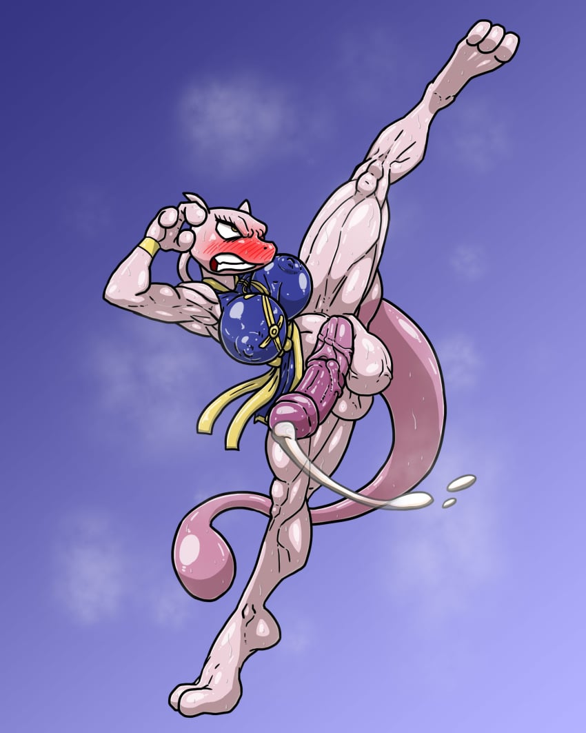 1futa allesey anthro armpit balls blush china_dress ejaculation futa_only futanari hands-free high_kick horsecock huge_cock martial_arts_style_mewtwo mewtwo muscular_futanari nintendo nipples_visible_through_clothing oppai penis pokemon pokemon_(species) pokemon_unite precum solo standing tail teeth veiny_balls veiny_penis