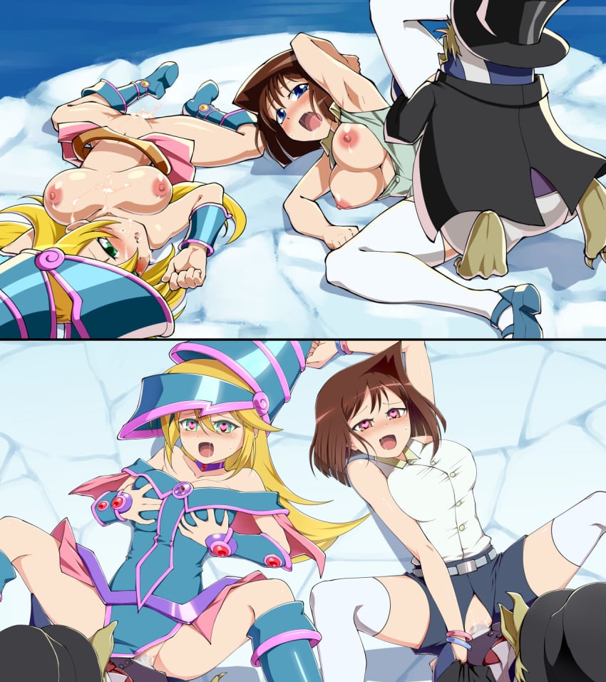 2girls after_sex anzu_mazaki arm_behind_head arms_behind_head axfa big_breasts blonde_female blonde_hair blue_eyes blush boots breasts broken_rape_victim brown_hair censored cleavage clothed_sex cum cum_in_mouth cum_in_pussy cum_inside cum_on_face dark_magician_girl defeat defeated defeated_heroine denim_shorts drooling eyeless_male female forced green_eyes hands_on_breasts heart heart-shaped_pupils holding_hands human_female impregnation knee_boots legs_spread light-skinned_female light_skin long_hair magician medium_breasts mind_break missionary missionary_position mizutenka monster monster_rape nightmare_penguin nipples no_bra no_panties on_back on_floor open_mouth penguin point_of_water pussy rape ripped_clothing ripped_shorts saliva_string screaming self_groping sex sex_slave sex_through_torn_clothes shirt shirt_unbuttoned shoes short_hair short_shorts shorts small_waist socks socks_and_sandals socks_and_shoes spread_legs tea_gardner thigh_socks thighhighs thighs top_hat vagina vaginal_insertion vaginal_penetration vaginal_sex white_socks witch_hat wizard wizard_hat yu-gi-oh! yu-gi-oh!_duel_monsters