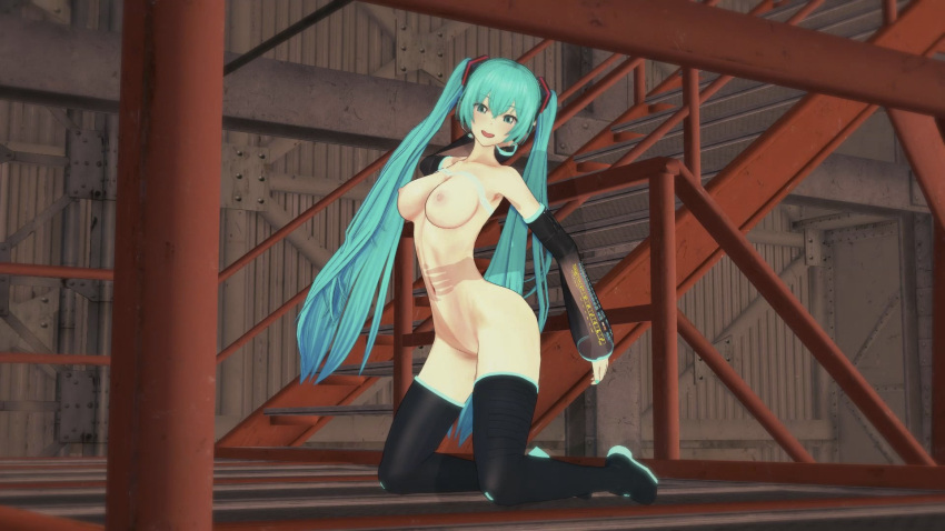 16:9 16:9_aspect_ratio 3d belly belly_button blush breasts erect_nipples female_penetrated hatsune_miku indoors kneeling kneeling_sex looking_at_viewer looking_pleasured nipples open_eyes open_mouth partially_clothed penetration ponytails sex vocaloid