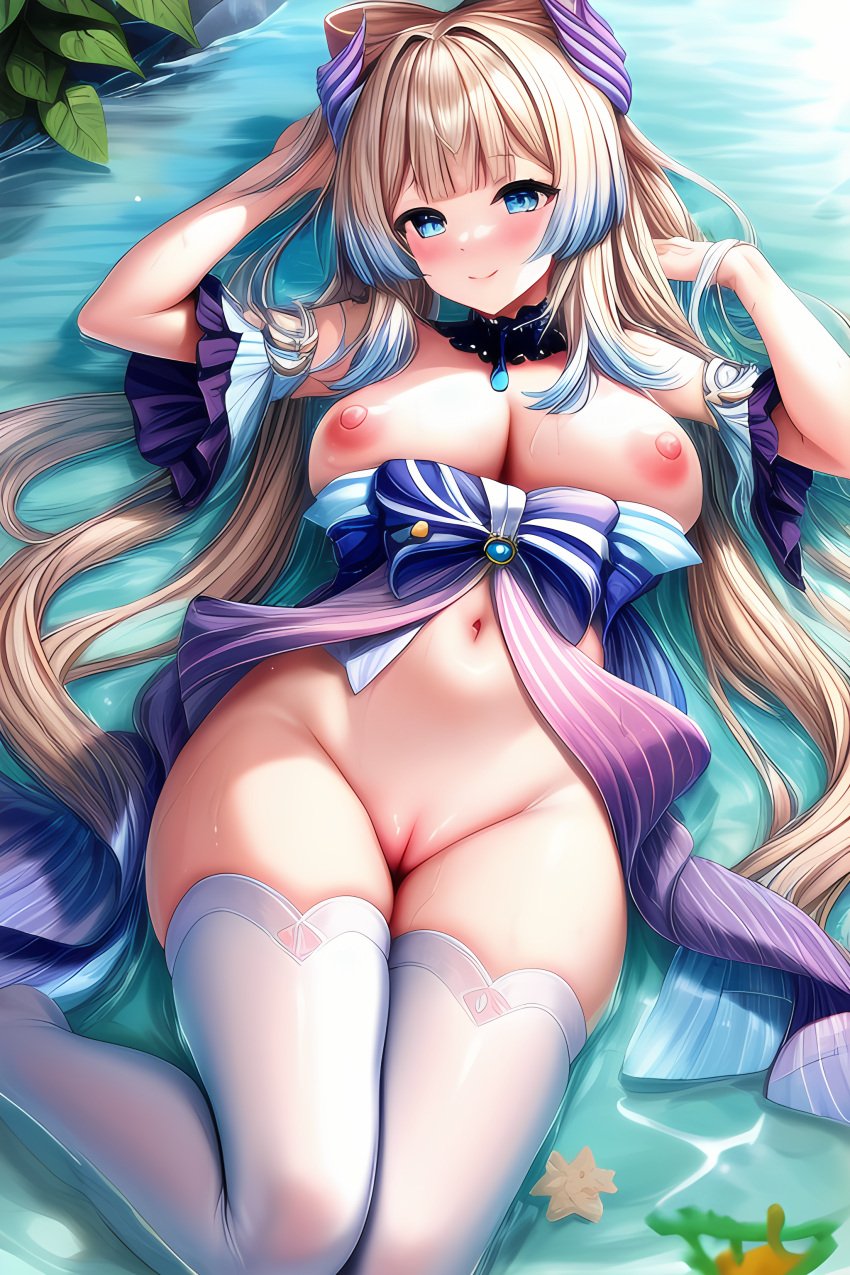 ai_generated beautiful_background big_ass big_breasts big_butt blue_eyes bubble_ass bubbles coral_reef cute cute_face detailed detailed_background genshin_impact hi_res high_resolution highres huge_ass huge_breasts huge_butt in_water kneeling long_hair looking_at_viewer lying sangonomiya_kokomi sea smile smiling smiling_at_viewer stable_diffusion thick_thighs water wet wet_body wet_clothes wet_skin